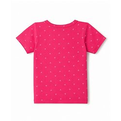 Babyhug 100% Cotton Single Jersey Knit Half Sleeves Printed Co-Ords T-Shirt & Shorts Set - Pink