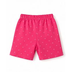 Babyhug 100% Cotton Single Jersey Knit Half Sleeves Printed Co-Ords T-Shirt & Shorts Set - Pink