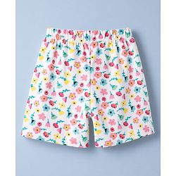 Babyhug 100% Cotton Single Jersey Knit Half Sleeves Co-Ords Floral Printed Top & Shorts Set - White