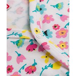 Babyhug 100% Cotton Single Jersey Knit Half Sleeves Co-Ords Floral Printed Top & Shorts Set - White