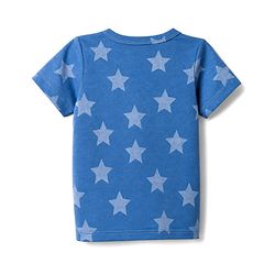 Babyhug 100% Cotton Single Jersey Knit Half Sleeves Co-Ords Star Printed Top & Shorts Set - Blue