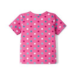 Babyhug 100% Cotton Single Jersey Knit Half Sleeves Co-Ords Star Printed Top & Shorts Set - Pink