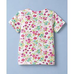 Babyhug 100% Cotton Single Jersey Knit Half Sleeves Floral Printed Co-Ords T-Shirt & Shorts Set - White
