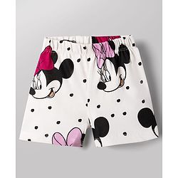 Babyhug Disney 100% Cotton Knit Half Sleeves Co-Ords T-Shirt & Shorts Night Suit With Minnie Mouse Graphic - White