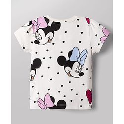 Babyhug Disney 100% Cotton Knit Half Sleeves Co-Ords T-Shirt & Shorts Night Suit With Minnie Mouse Graphic - White