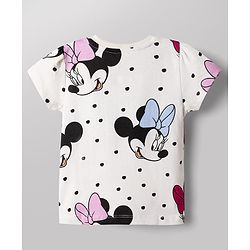 Babyhug Disney 100% Cotton Knit Half Sleeves Co-Ords T-Shirt & Shorts Night Suit With Minnie Mouse Graphic - White