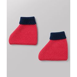 Babyhug Knit Sweater Set Full Sleeves with With Mittens & Cap and Color Block Design in Dark Pink