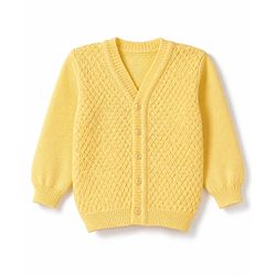 Babyhug Cable Knit Full Sleeves Baby Sweater Set with Cap & Mittens - Yellow