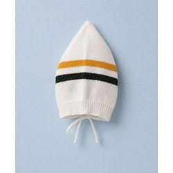 Babyhug Knit Full Sleeves Striped Sweater Set with Cap & Mittens - Offwhite
