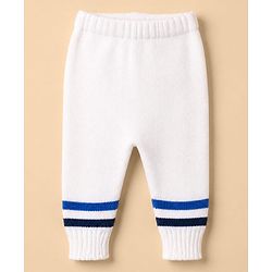 Babyhug Knit Full Sleeves Sweater Set With Cap Booties & Stripes Design - Blue