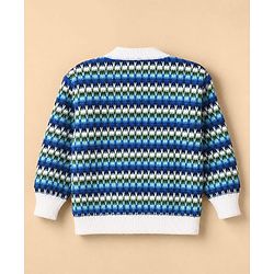 Babyhug Knit Full Sleeves Sweater Set With Cap Booties & Stripes Design - Blue