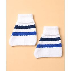 Babyhug Knit Full Sleeves Sweater Set With Cap Booties & Stripes Design - Blue