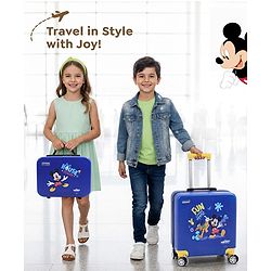 Babyhug Disney Mickey Kids Travel Luggage with Wheels & Carry-On Luggage Pack of 2 - 15 & 13 Inches| Shock Resistant| Telescopic Handle| Water Resistant| Easy Zipper Closure| Durable Wheels| TSA Lock