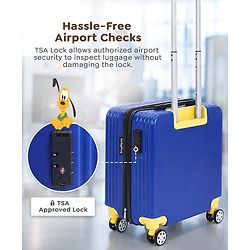 Babyhug Disney Mickey Kids Travel Luggage with Wheels & Carry-On Luggage Pack of 2 - 15 & 13 Inches| Shock Resistant| Telescopic Handle| Water Resistant| Easy Zipper Closure| Durable Wheels| TSA Lock