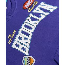 Babyhug 100% Cotton Terry Knit Full Sleeves Text Printed T-Shirt & Lounge Pant Set - Purple