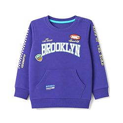 Babyhug 100% Cotton Terry Knit Full Sleeves Text Printed T-Shirt & Lounge Pant Set - Purple