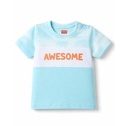 Babyhug 100% Cotton Single Jersey Knit Half Sleeves T-Shirt & Shorts With Text Print - Light Blue