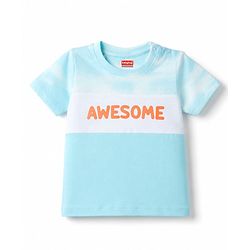 Babyhug 100% Cotton Single Jersey Knit Half Sleeves T-Shirt & Shorts With Text Print - Light Blue