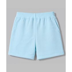 Babyhug 100% Cotton Single Jersey Knit Half Sleeves Cut & Sew Colour Block Text Printed T-Shirt & Shorts Set - Light Blue