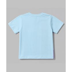 Babyhug 100% Cotton Single Jersey Knit Half Sleeves Cut & Sew Colour Block Text Printed T-Shirt & Shorts Set - Light Blue