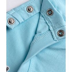 Babyhug 100% Cotton Single Jersey Knit Half Sleeves Cut & Sew Colour Block Text Printed T-Shirt & Shorts Set - Light Blue