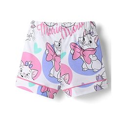 Babyhug Disney Single Jersey Knit Half Sleeves Shirt & Shorts Co-ords Night Suit with Marie Graphics Pack of 2- Multicolour