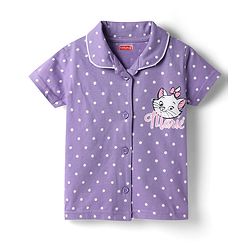 Babyhug Disney Single Jersey Knit Half Sleeves Shirt & Shorts Co-ords Night Suit with Marie Graphics Pack of 2- Multicolour