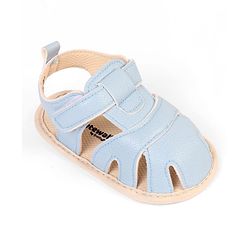 Cute Walk by Babyhug Velcro Closure Solid Booties - Light Blue