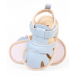 Cute Walk by Babyhug Velcro Closure Solid Booties - Light Blue
