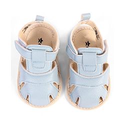 Cute Walk by Babyhug Velcro Closure Solid Booties - Light Blue