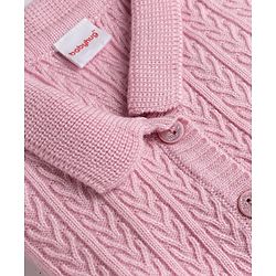 Babyhug Select Knit Full Sleeves Solid Colour Collar Neck Front Open Sweater with Cable Knit Design - Pink