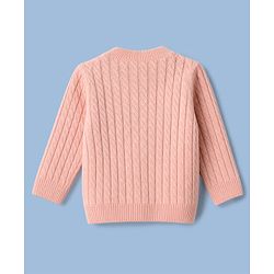 Babyhug  Knit Full Sleeves Front Open Sweaters With Cable Knit Design - Pink