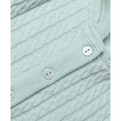 Babyhug Knit Full Sleeves Front Open Hooded Sweaters With Cable Knit Design - Mint