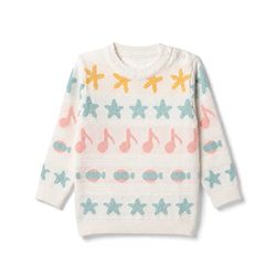 Babyhug Full Sleeves Knit Pullovers With Star Design - White