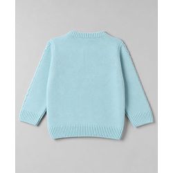 Babyhug Knit Full Sleeves Sweater Set With Cable Knit - Light Blue