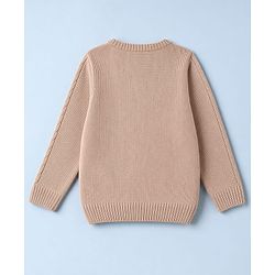 Babyhug Knit Full Sleeves Sweater Set With Cable Knit - Light Brown