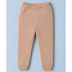 Babyhug Knit Full Sleeves Sweater Set With Cable Knit - Light Brown