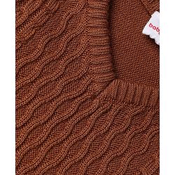 Babyhug Knit Full Sleeves Sweater Set With Cable Knit - Brown