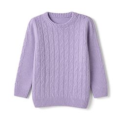 Babyhug Knit Full Sleeves Sweater Set with Cable Knit Design - Purple