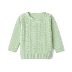 Babyhug Knit Full Sleeves Sweater Set With Cable Knit Design - Light Green