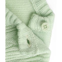 Babyhug Knit Full Sleeves Sweater Set With Cable Knit Design - Light Green