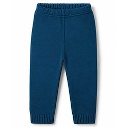 Babyhug Knit Full Sleeves Sweater Set With Cable Knit Design - Teal Blue