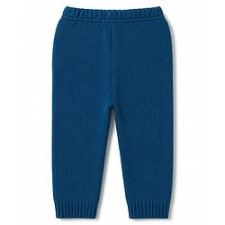 Babyhug Knit Full Sleeves Sweater Set With Cable Knit Design - Teal Blue