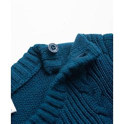 Babyhug Knit Full Sleeves Sweater Set With Cable Knit Design - Teal Blue
