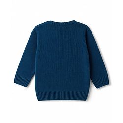Babyhug Knit Full Sleeves Sweater Set With Cable Knit Design - Teal Blue