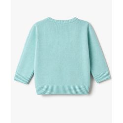 Babyhug Knit Full Sleeves Cable Design Sweater Set - Light Blue
