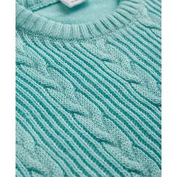Babyhug Knit Full Sleeves Cable Design Sweater Set - Light Blue