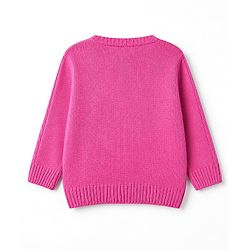 Babyhug Knit Sweater Set with Full Sleeves and Cable Knit in Fuchsia