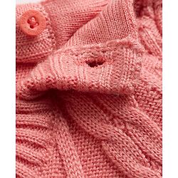 Babyhug Knit Full Sleeves Cable Design Sweater Set - Peach