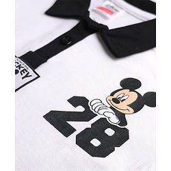 Babyhug Disney Single Jersey Knit Full Sleeves Collar T-shirt and Joggers With Mickey Mouse Graphic - White